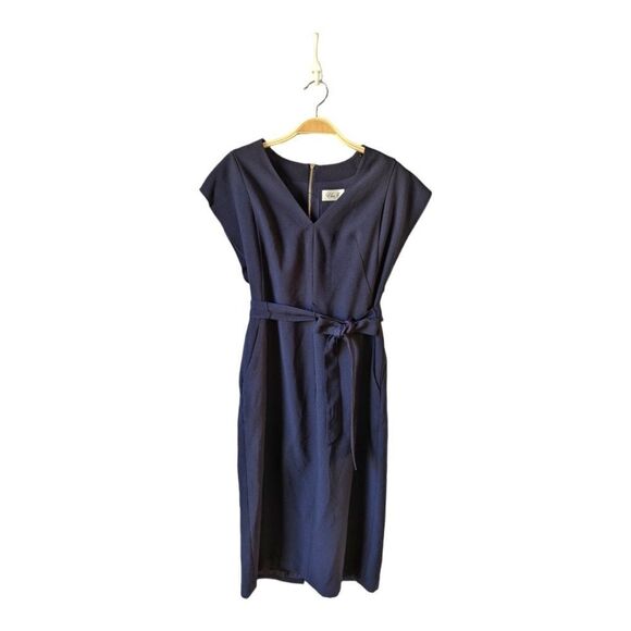 Eliza J Flutter Sleeve Crepe Midi Dress Sz 4‎ Polished Work To Dinner - Picture 6 of 13
